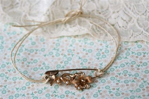 Always And Forever Vintagefloralpearlsafety Pin By Tiedupmemories