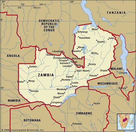 Zambia On Africa Map Zambia Geography Where Is Zambia Whats In
