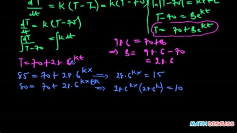 We discuss population growth, newton's law of cooling, glucose absorption, and spread of epidemics as phenomena that can be modeled with differential equations. Newton's Law of Cooling - YouTube