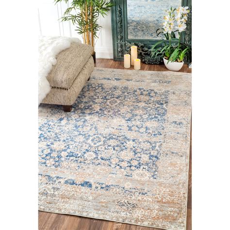 Nuloom Vintage Faded Florette Blue Rug 53 X 77 Blue Size 5 X 8