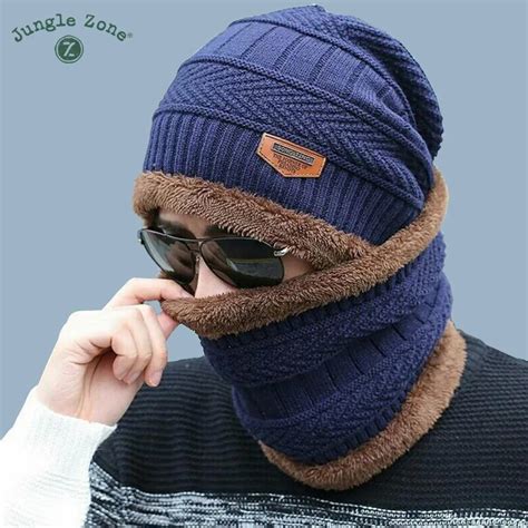 Neck Warm Winter Hat Knitted Hat Scarf Two Piece Cap Winter Caps Men