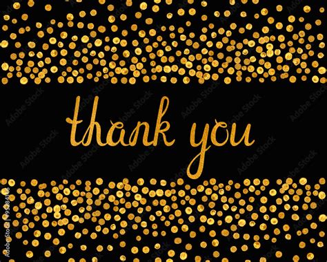 Thank You Inscription With Falling Golden Dots On Black Background