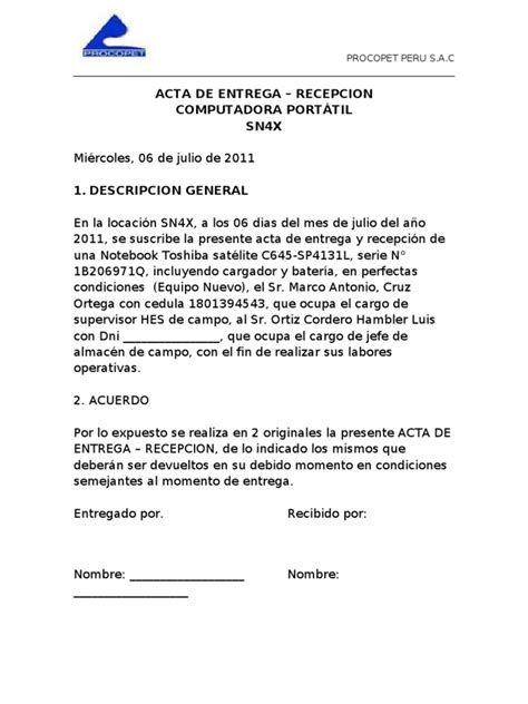 Carta De Entrega Recepcion De Vivienda Perodua A