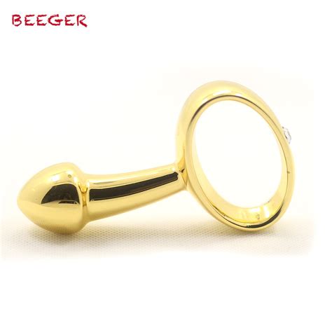 Beeger Gold Hand Held Stainless Steel Anal Toys Metal Butt Plugs Anal Bead Anus Toys Unisex