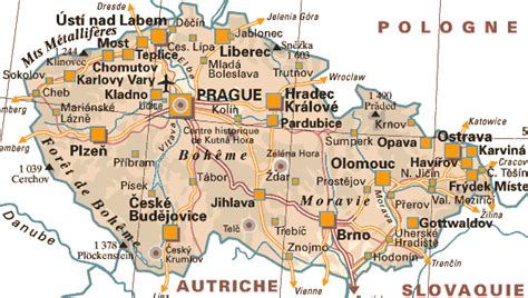 Explorez la carte géographique de la république tcheque détaillée avec les principales villes et les principales régions. République Tchèque