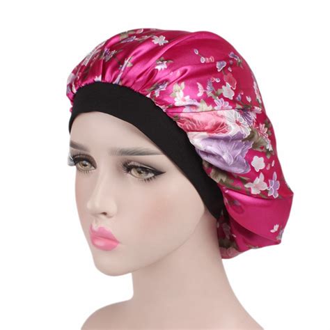 58cm New Fashion Women Satin Night Sleep Cap Hair Bonnet Hat Shower