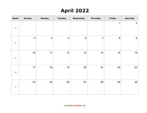 April 2022 Calendar With Holidays Printable