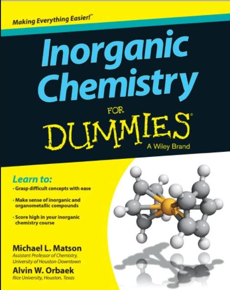 Book Inorganic Chemistry For Dummies By Michael Matson And Alvin W