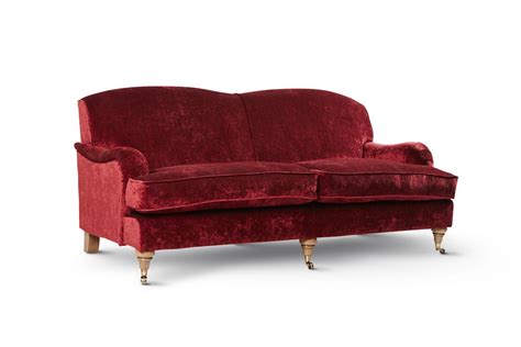 Red Velvet Chelsea Fixed Back Sofa By Delcor Velvet Trend Old Sofa