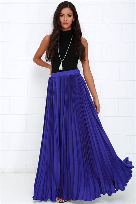 Pretty Royal Blue Skirt Maxi Skirt Accordion Pleated Skirt 139