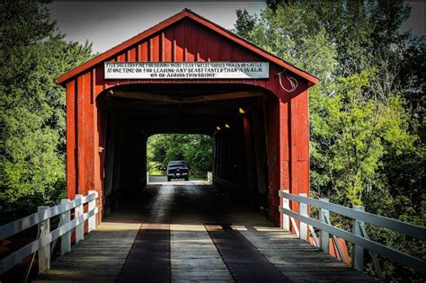 Red Covered Bridge In Illinois Is A Historic Wonder