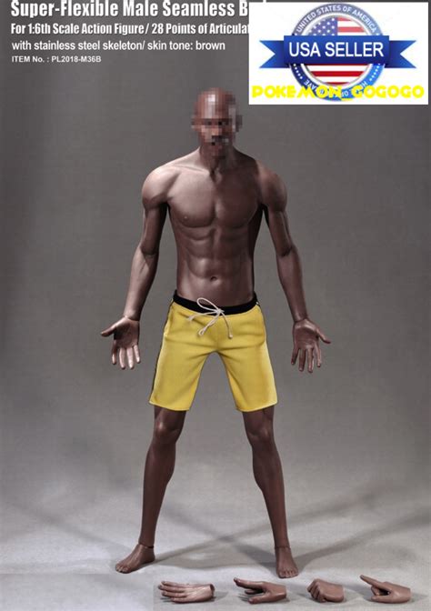 1 6 PHICEN PL2018 M36 Seamless African Male Muscular Figure Body For