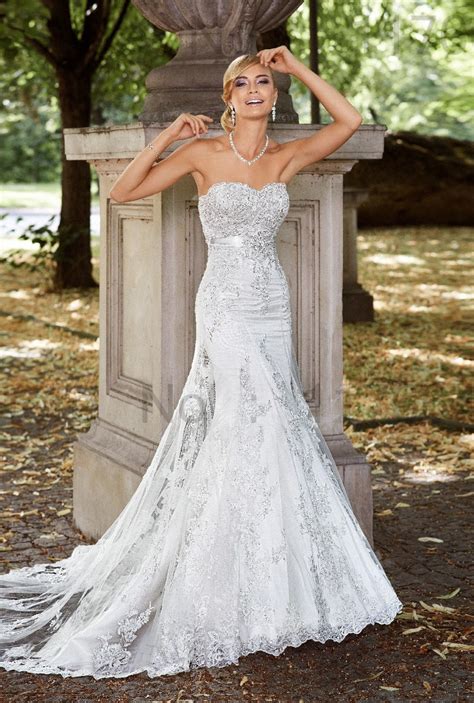 Custom Made Elegant Strapless Lace Up Lace Mermaid Wedding Dresses 2015