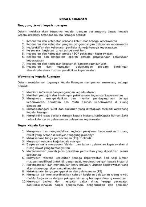 Maybe you would like to learn more about one of these? (DOC) TUGAS KEPALA RUANG DAN KASIE PELAYANAN | rini ...