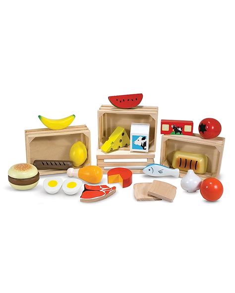 Melissa And Doug Food Groups Cassettine Di Cibi In Legno Set Da 21