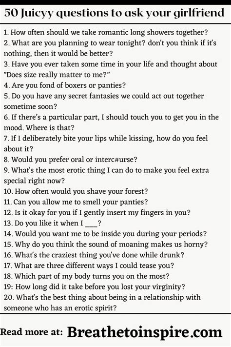 A Question Sheet With The Words Questions To Ask Your Girlfriend