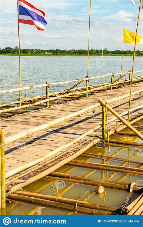 The Bamboo Bridge In Kwan Phayao Lake Stock Photo Image Of Culture