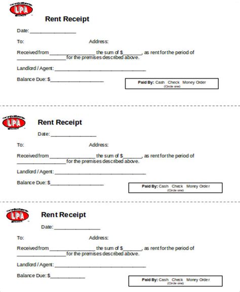 FREE 7 Rent Receipt MS Word Samples In MS Word PDF