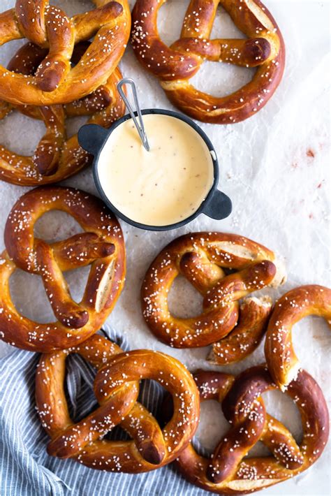 Soft Baked Pretzels With Cheese Sauce Dip Cloudy Kitchen