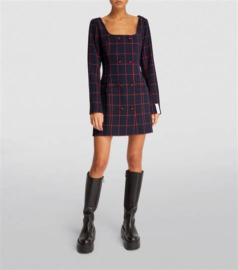 womens rokh navy check double breasted mini dress harrods uk