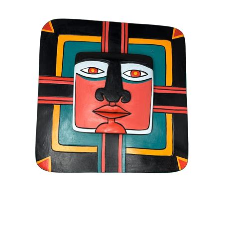 Vintage Laurel Burch Tribal Aztec Mayan Mask Wood Wall Hanging Etsy