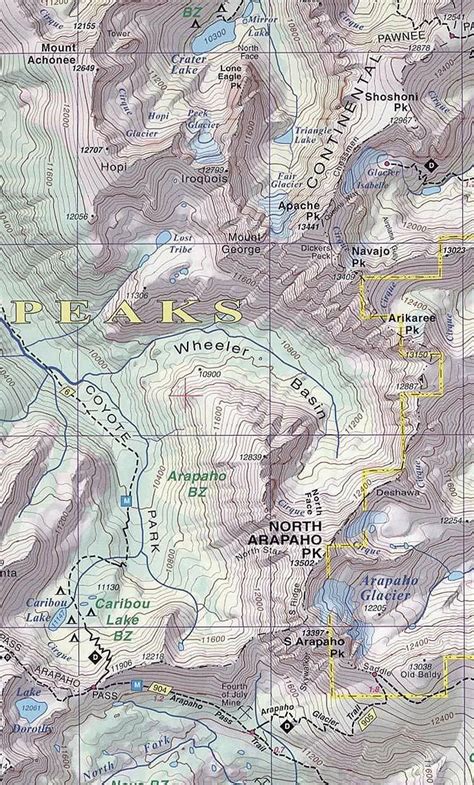 Rocky Mountain Peaks Trail Map Map Design Cartography Historical Maps