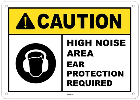 Caution High Noise Area Ear Protection Required Sign