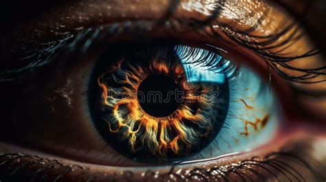 Human Brown Eye Extreme Close Up Macro Photography Ai Generated Stock