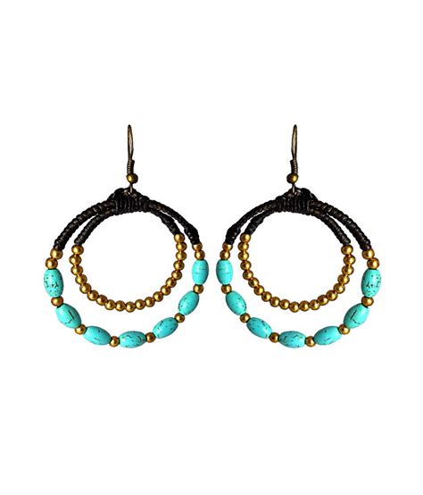 Jewelz Antique Blue Coral And Gold Beats Earrings Buy Jewelz Antique Blue Coral And Gold Beats