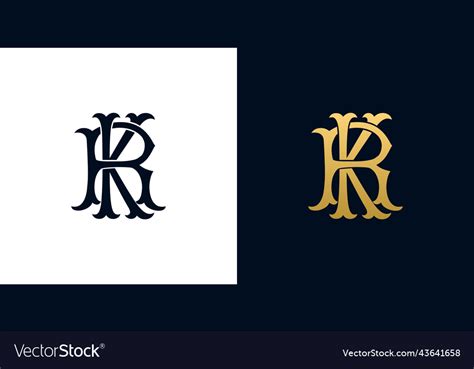 Decorative Vintage Initial Letters Rk Monogram Vector Image