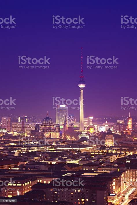 Berlin Skyline At Night Dom And Tv Tower Stock Photo Download Image