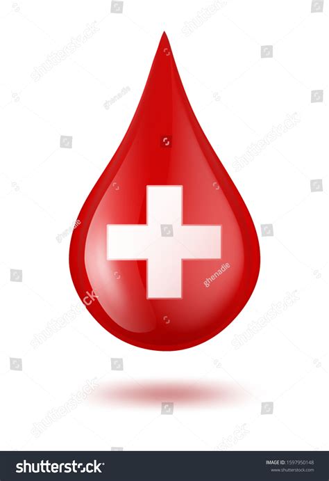 Red Blood Drop Cross On White เวกเตอร์สต็อก ปลอดค่าลิขสิทธิ์
