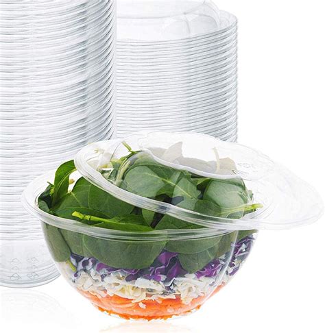 Buy Stock Your Home 32oz Clear Plastic Salad Bowls With Lids Disposable
