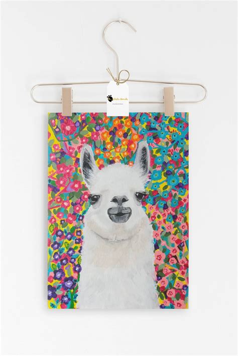 Llama Acrylic Painting Print Colorful Alpaca Wall Art Boho Etsy