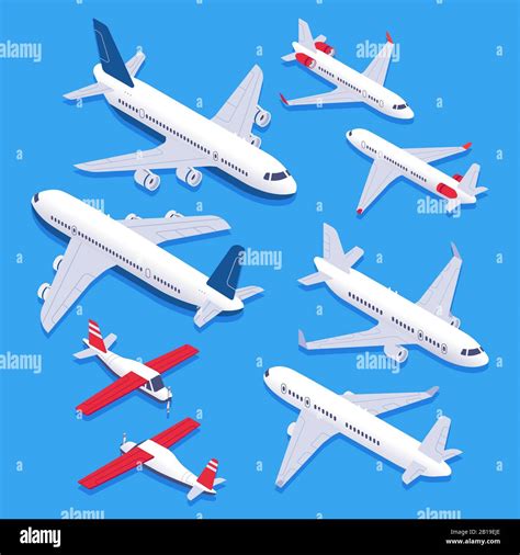 Isometric Airplanes Passenger Jet Airplane Private Aircraft And