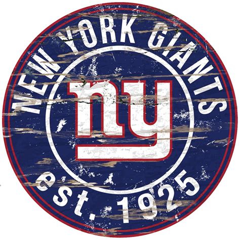 New York Giants Distressed X Round Wall Art Nfl New York