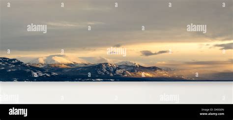 Hi Res Panoramic Landscape Of Winter Sky Over Snowy Mountains Around