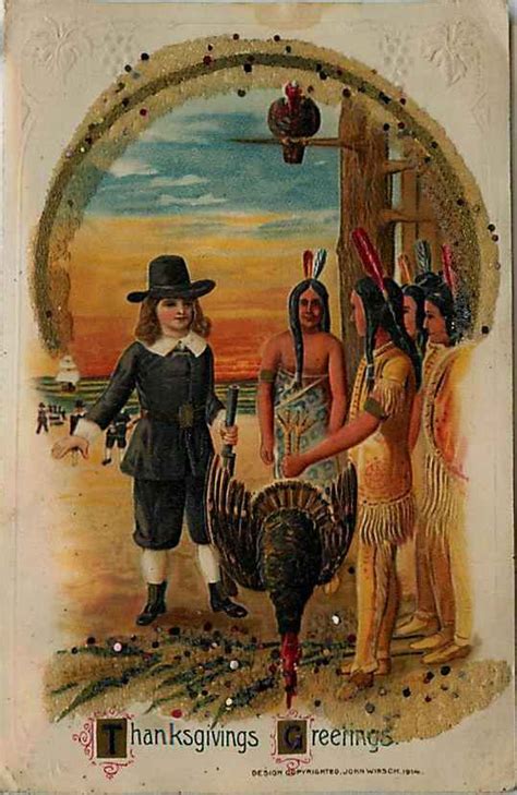 First Thanksgiving Pilgrims And Indians Thanksgiving 1914 Indian