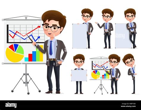 Businessman Presentation Vector Character Set Business Man Characters