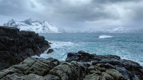 Norwegian Sea Waves On Rocky Coast Of Lofoten Islands Norway Youtube