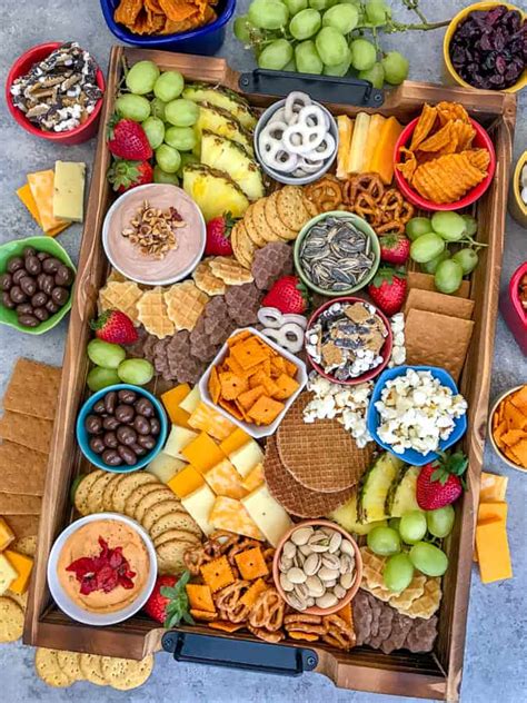 Party Grazing Snack Tray With Peanut Butter On Top