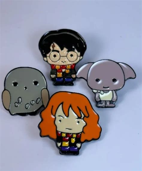 Lot Of 4 Harry Potter Pins Chibi Cute Kawaii Halloween Hermione Dobby