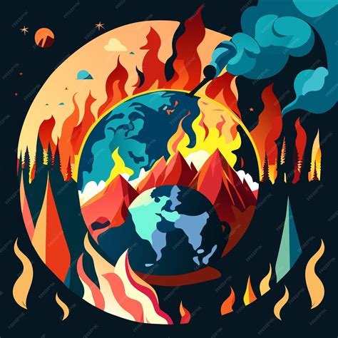 Premium Vector | Climate chaos alert fiery earth design