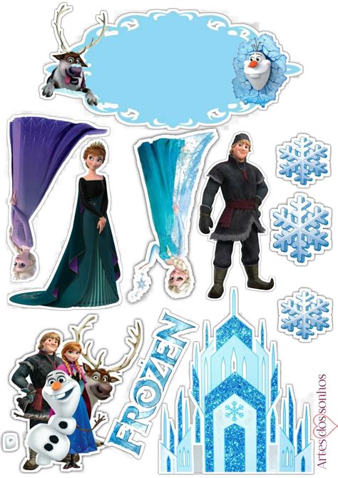 Topper De Bolo Frozen Com Castelo Figuras De Frozen Imprimibles De