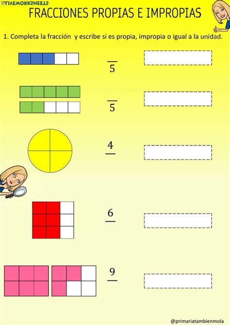 An Image Of Fractions In Spanish With The Same Number And Color As Each