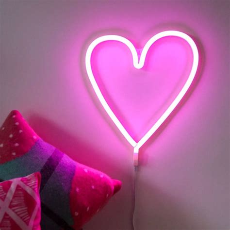 Neon Pink Led Light Love Heart Kids Nursery Bedroom Play