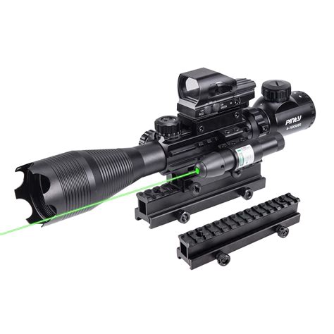 Pinty Rifle Scope 4 16x50 Illuminated Optics Sight Green Laser Reflex