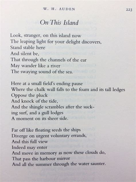 Wh Auden On This Island Inspirational Words Words Writers And Poets