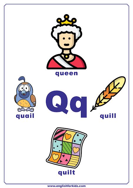 English Alphabet Poster To Learn Letter Q Preschool Alphabet Letters