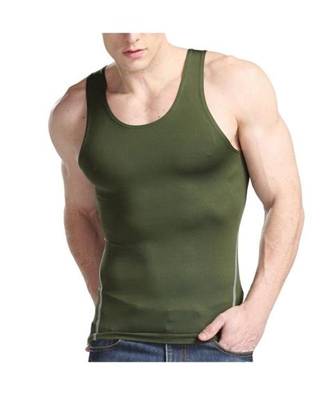 Mens Stretchy Tank Top Army Green Ca182q7q9nk Tank Tops Tops Men